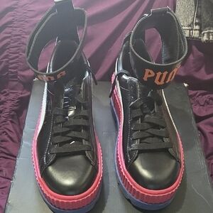 Puma Black and Pink High-Top Sneakers